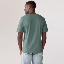 Load image into Gallery viewer, Green Regular Fit Essential Crew Neck Cotton T-Shirt