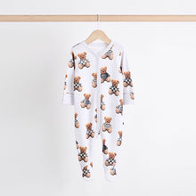 Load image into Gallery viewer, Bear Checkerboard Baby Sleepsuits 3 Pack