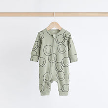 Load image into Gallery viewer, Neutral Checkerboard Baby Footless Zipped 100% Cotton Sleepsuits 3 Pack (0mths-2yrs)