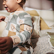 Load image into Gallery viewer, Neutral Checkerboard Baby Footless Zipped 100% Cotton Sleepsuits 3 Pack (0mths-2yrs)