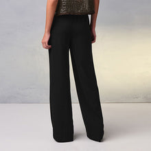 Load image into Gallery viewer, Black Elastic Back Wide Leg Trousers