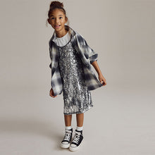 Load image into Gallery viewer, Silver Sequin Slip Dress and T-Shirt Set (3-12yrs)