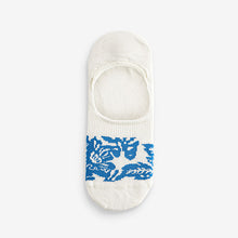 Load image into Gallery viewer, White/Blue Floral Low Cut Invisible Socks 5 Pack