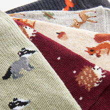 Load image into Gallery viewer, Autumn Animals Invisible Socks 5 Pack