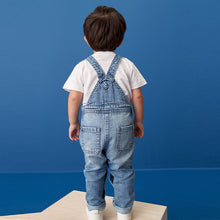 Load image into Gallery viewer, Light Blue 100% Cotton Denim Dungarees (3mths-5-6yrs)