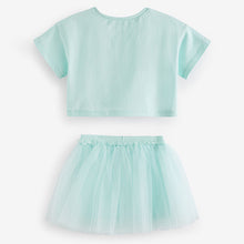 Load image into Gallery viewer, Aqua Blue T-Shirt and Skirt Set