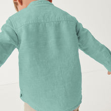 Load image into Gallery viewer, Green Grandad Collar Linen Mix Shirt (3mths-5-6yrs)