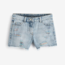 Load image into Gallery viewer, Mid Blue Rainbow Frayed Edge Distressed Shorts (3-12yrs)