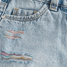 Load image into Gallery viewer, Mid Blue Rainbow Frayed Edge Distressed Shorts (3-12yrs)