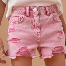 Load image into Gallery viewer, Pink 100% Cotton Frayed Edge Distressed Shorts (3-12yrs)