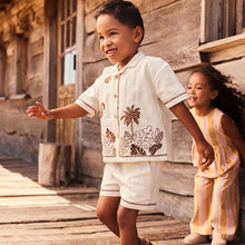 Load image into Gallery viewer, Cream Short Sleeves 100% Cotton Shirt and Short Set