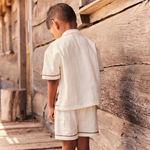 Load image into Gallery viewer, Cream Short Sleeves 100% Cotton Shirt and Short Set