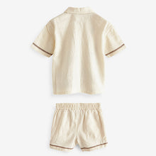 Load image into Gallery viewer, Cream Short Sleeves 100% Cotton Shirt and Short Set