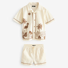 Load image into Gallery viewer, Cream Short Sleeves 100% Cotton Shirt and Short Set