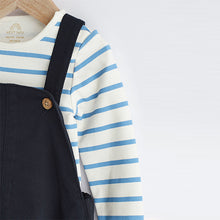 Load image into Gallery viewer, Navy Blue Dungarees And Bodysuit Baby Set (0mths-12-18mt)