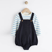 Load image into Gallery viewer, Navy Blue Dungarees And Bodysuit Baby Set (0mths-12-18mt)