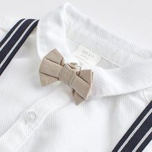 Load image into Gallery viewer, Navy Blue Baby 100% Cotton Shirt Trousers and Braces Set 4 Piece (0mths-18mths)