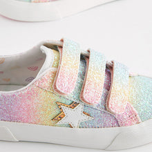 Load image into Gallery viewer, Rainbow Glitter Standard Fit (F) Touch Fastening Trainers