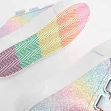 Load image into Gallery viewer, Rainbow Glitter Standard Fit (F) Touch Fastening Trainers