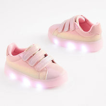 Load image into Gallery viewer, Pink Rainbow Shimmer Light-Up Trainers (Younger Girls)