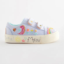 Load image into Gallery viewer, Blue Rainbow Standard Fit (F) Embellished Touch Fasten Strap Trainers