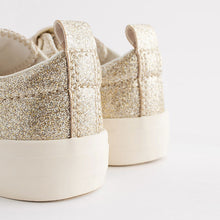 Load image into Gallery viewer, Gold Glitter Standard Fit (F) Chunky Trainers With Touch Fastening