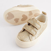 Load image into Gallery viewer, Gold Glitter Standard Fit (F) Chunky Trainers With Touch Fastening