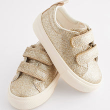 Load image into Gallery viewer, Gold Glitter Standard Fit (F) Chunky Trainers With Touch Fastening