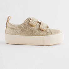 Load image into Gallery viewer, Gold Glitter Standard Fit (F) Chunky Trainers With Touch Fastening