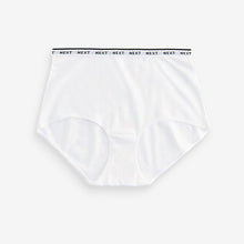 Load image into Gallery viewer, White/Light Blue Full Brief Cotton Rich Logo Knickers 4 Pack