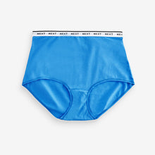 Load image into Gallery viewer, White/Light Blue Full Brief Cotton Rich Logo Knickers 4 Pack