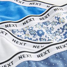 Load image into Gallery viewer, White/Light Blue Full Brief Cotton Rich Logo Knickers 4 Pack
