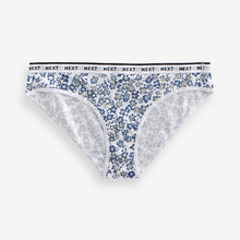 Load image into Gallery viewer, White/Light Blue Bikini Cotton Rich Logo Knickers 4 Pack