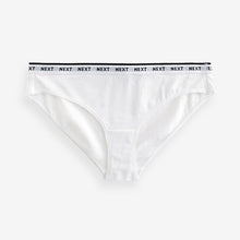 Load image into Gallery viewer, White/Light Blue Bikini Cotton Rich Logo Knickers 4 Pack