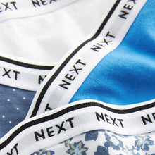 Load image into Gallery viewer, White/Light Blue Bikini Cotton Rich Logo Knickers 4 Pack