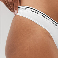 Load image into Gallery viewer, White/Light Blue Thong Cotton Rich Logo Knickers 4 Pack