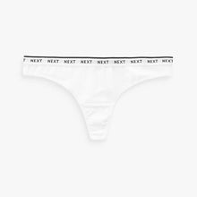 Load image into Gallery viewer, White/Light Blue Thong Cotton Rich Logo Knickers 4 Pack