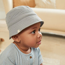 Load image into Gallery viewer, Brown/Blue Baby Bucket Hats 2 Pack