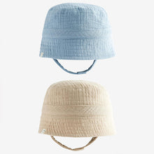 Load image into Gallery viewer, Brown/Blue Baby Bucket Hats 2 Pack