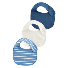 Load image into Gallery viewer, Blue/Cream Baby Bibs 3 Pack
