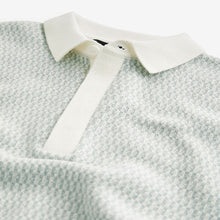 Load image into Gallery viewer, Blue 100% Cotton Short Sleeve Geo Pattern Polo Shirt