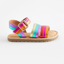Load image into Gallery viewer, Rainbow Standard Fit (F) Leather Stripe Sandals