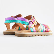 Load image into Gallery viewer, Rainbow Standard Fit (F) Leather Stripe Sandals