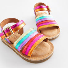 Load image into Gallery viewer, Rainbow Standard Fit (F) Leather Stripe Sandals