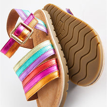 Load image into Gallery viewer, Rainbow Standard Fit (F) Leather Stripe Sandals