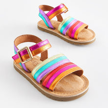 Load image into Gallery viewer, Rainbow Standard Fit (F) Leather Stripe Sandals