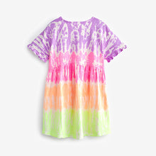 Load image into Gallery viewer, Multi Tie Dye Short Sleeve 100% Cotton Jersey Dress (3-10yrs)