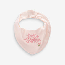 Load image into Gallery viewer, Pink Little Sister Baby Dribble Bibs 2 Pack
