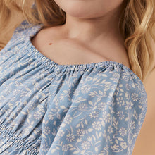 Load image into Gallery viewer, Blue Ditsy Printed Jumpsuit (3-12yrs)