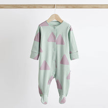 Load image into Gallery viewer, Blue Elephant Print Baby Sleepsuit 4 Pack (0mths-12-18mt)